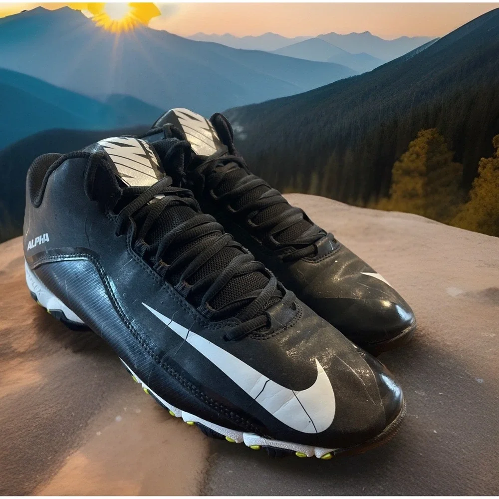 Nike Alpha‎ Football Cleats Men 12 Black Fast Flex Shark 719952-002 Sports Grip
